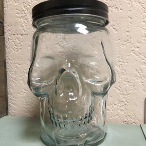 Glass Skull Jar (22oz) with Lid